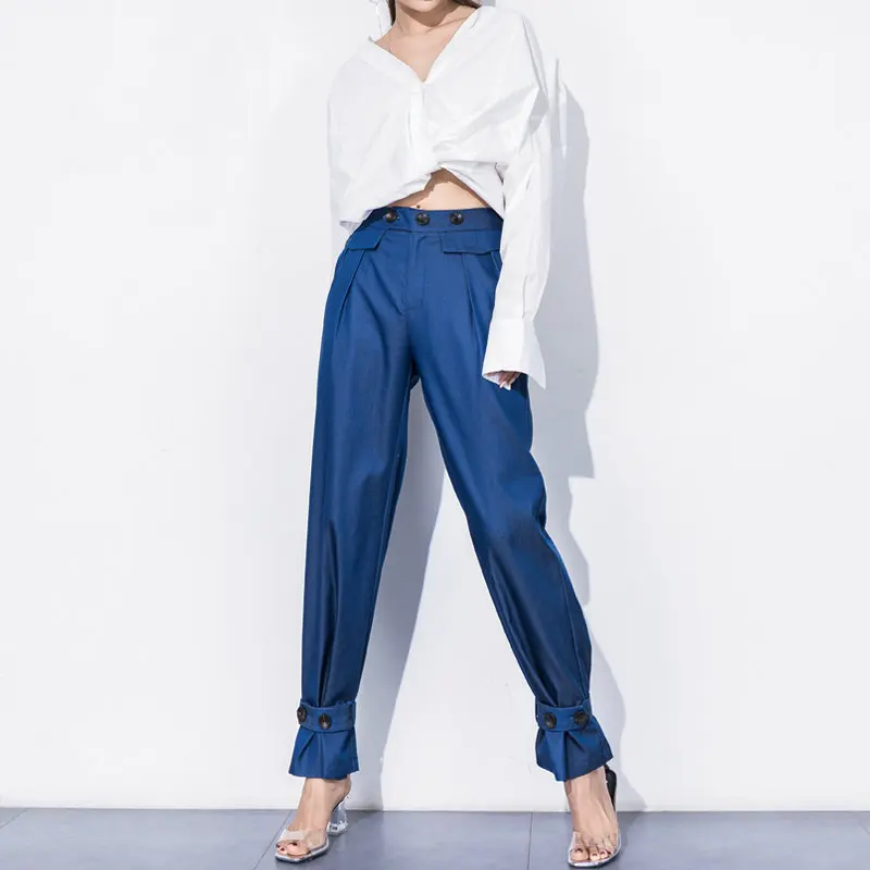 2018 New Fashion Harem pants women Casual Loose high Waist Wide Leg pants Capri pants Bloomers with Belt Button Decor Pants
2018 New Fashion Harem pants women Casual Loose high Waist Wide Leg pants Capri pants Bloomers with Belt Button Decor Pants