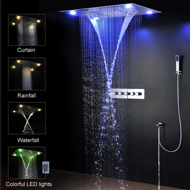 Modern Concealed Ceiling Dual Rain Large Waterfall Massage Electric LED Shower Faucets Set High Flow Mixer Set
Modern Concealed Ceiling Dual Rain Large Waterfall Massage Electric LED Shower Faucets Set High Flow Mixer Set