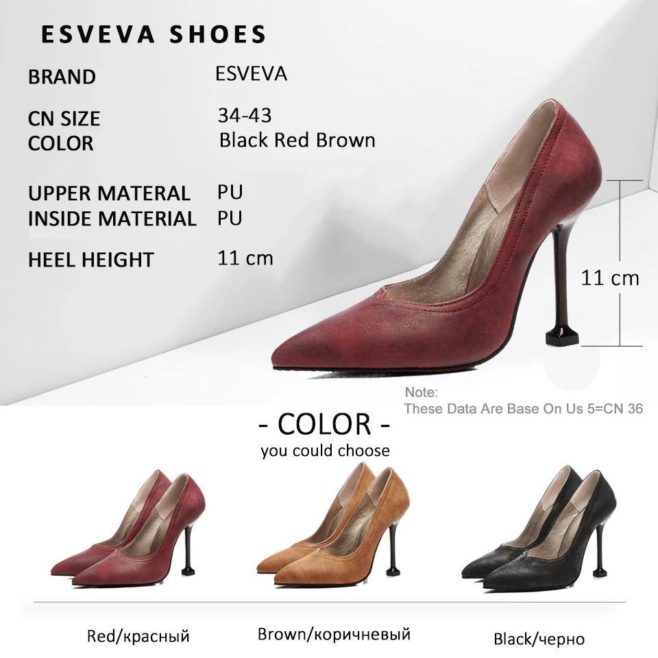 ESVEVA 2018 Women Pumps Sexy Shoes Western Style Spring Autumn Slip on Super Thin High Heels Pointed Toe Women Shoes Size 34-43 
ESVEVA 2018 Women Pumps Sexy Shoes Western Style Spring Autumn Slip on Super Thin High Heels Pointed Toe Women Shoes Size 34-43
