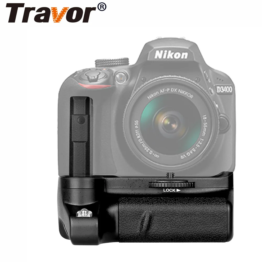 Вертикальная Батарейная ручка Travor для Nikon D3400 батарея камеры DSLR работает с