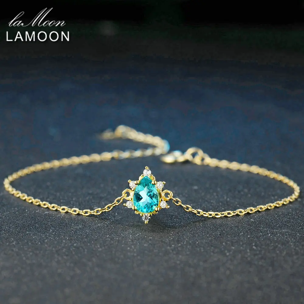 LAMOON 5x7mm 1.6ct 100% Natural Pear Cut Blue Apatite 925 sterling silver jewelry Chain Bracelet LMHI043
LAMOON 5x7mm 1.6ct 100% Natural Pear Cut Blue Apatite 925 sterling silver jewelry Chain Bracelet LMHI043