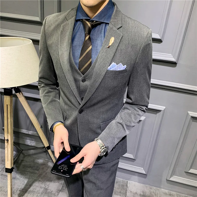 Black Red Dark Grey 3 Piece Wedding Suits For Men Slim Fit Mens Business Formal Blazers Suits High Quality (Jacket+Vest+Pants)
Black Red Dark Grey 3 Piece Wedding Suits For Men Slim Fit Mens Business Formal Blazers Suits High Quality (Jacket+Vest+Pants)