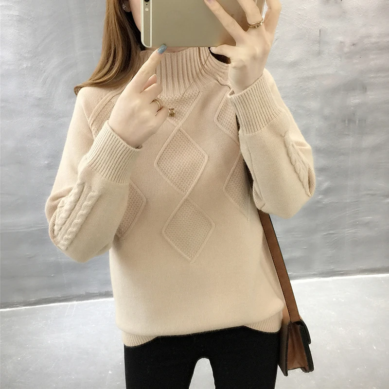 2019 Autumn Winter Women Pullovers Sweater Knitted Elasticity Casual Jumper Fashion Slim Half high collar Warm Female Sweaters
2019 Autumn Winter Women Pullovers Sweater Knitted Elasticity Casual Jumper Fashion Slim Half high collar Warm Female Sweaters