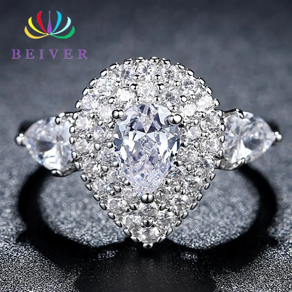 Beiver Luxury Clear Zircon Water Drop Wedding Bands Rings for Women White Gold Color Jewelry 2019 New Arrivals R418 Dropshipping
Beiver Luxury Clear Zircon Water Drop Wedding Bands Rings for Women White Gold Color Jewelry 2019 New Arrivals R418 Dropshipping