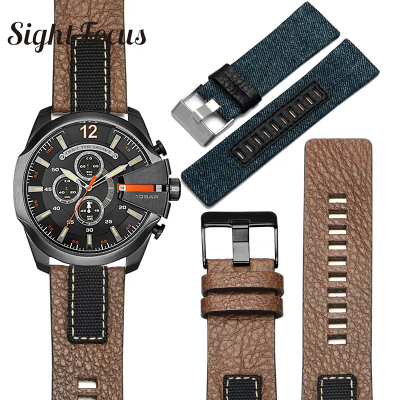 Cowboy Denim Canvas Leather Watchband for Diesel Watch Strap 26mm STRONGHOLD Bands DZ4318 DZ4345 DZ4354 Man Bracelets Brown Belt
Cowboy Denim Canvas Leather Watchband for Diesel Watch Strap 26mm STRONGHOLD Bands DZ4318 DZ4345 DZ4354 Man Bracelets Brown Belt