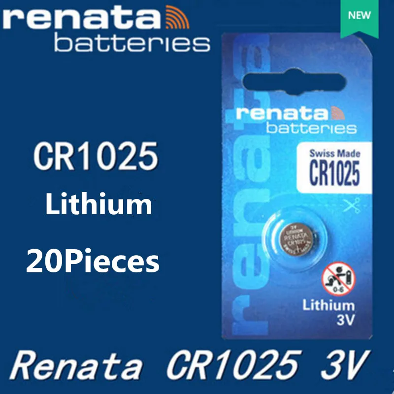 20 шт./лот renata литиевая батарея CR1025 3V % 100 оригинальный бренд 1025 | Электроника