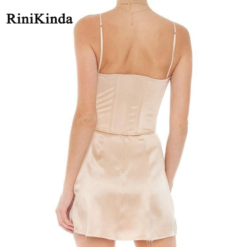 RINIKINDA Hot Summer Dress Women O Neck Spaghetti Strap Sleeveless Cross Bandage Split Mini Dresses Ladies Party Sexy Vestidos | Женская