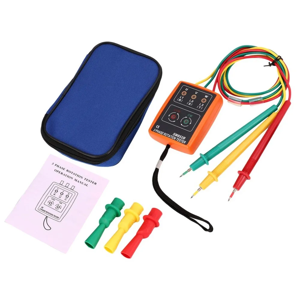 SM852B Phase sequence tester Indicator 3 Phase Rotation Tester Digital Phase Indicator Detector LED Meter 60V~600VAC
SM852B Phase sequence tester Indicator 3 Phase Rotation Tester Digital Phase Indicator Detector LED Meter 60V~600VAC