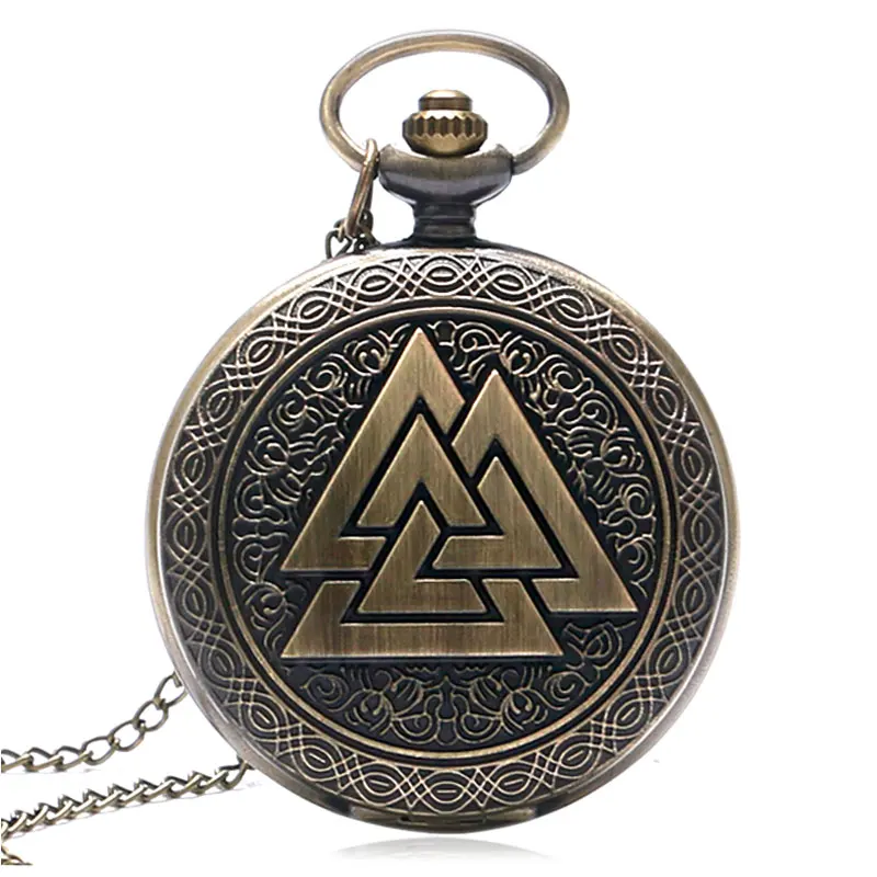 Retro Valknut Three Interlocking Triangles Norse Mythology Antique Quartz Pocket Watch Women Men Analog Fob Christmas Gift | Наручные