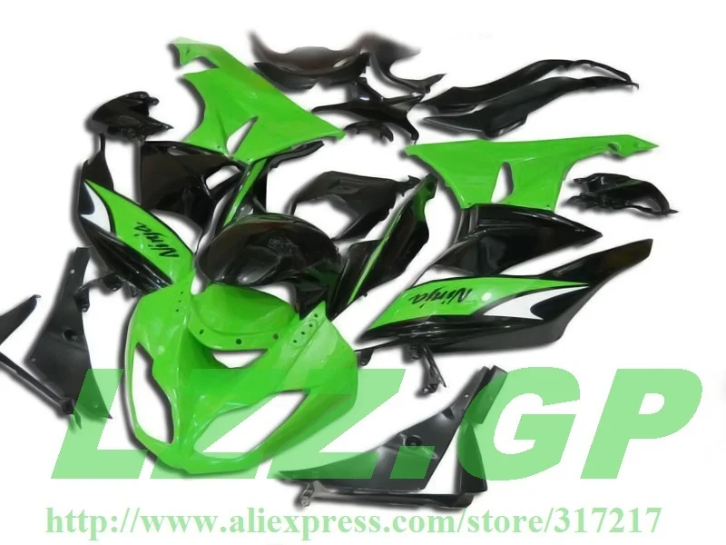 Hi-grade ABS Fairing Kits For Kawasaki Ninja ZX 6R 2009 2010 2011 ZX6R 09 10 11 ZX-6R 09 10 11 Fairing Set Green BLK AAA