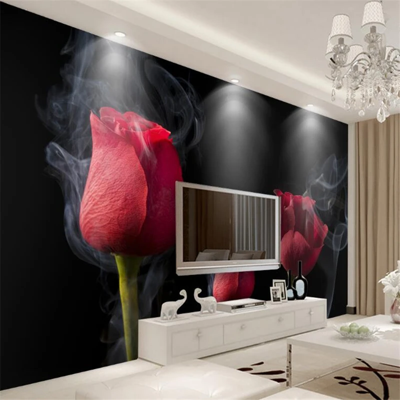 

Beibehang 3D Wallpaper Modern Simple Romantic Smoke Rose TV Background Wall Living Room Bedroom Mural wallpaper for walls 3 D