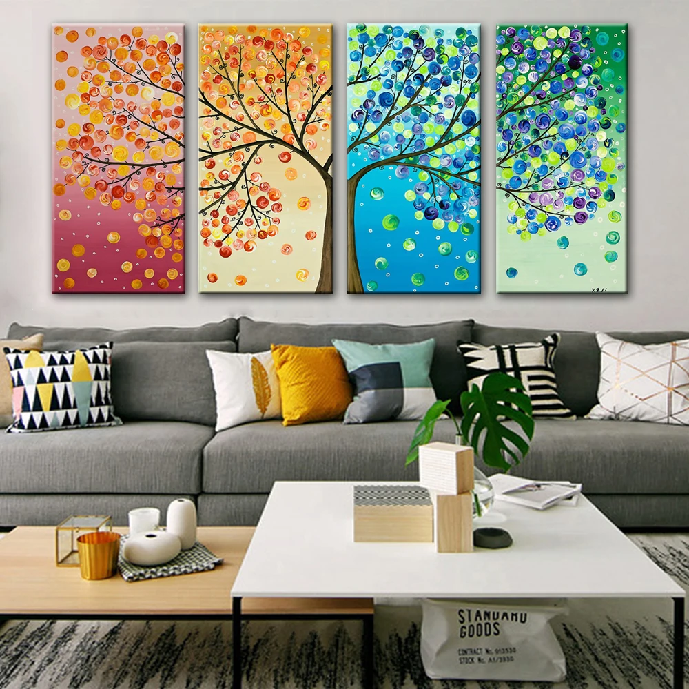 Картины на холсте Four Seasons Change домашний Настенный декор модульные картины