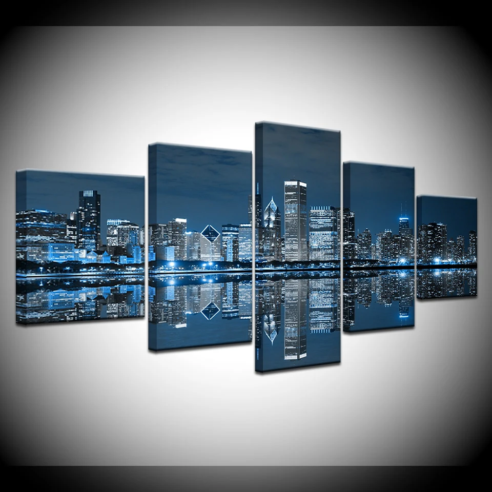 Canvas Painting Art Decor- Chicago Downtown at Night 5 Pieces Art Modular Wallpapers Poster Print for living room Home Decor
Canvas Painting Art Decor- Chicago Downtown at Night 5 Pieces Art Modular Wallpapers Poster Print for living room Home Decor