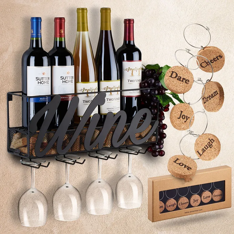 Wall Mounted Wine Rack Bottle & Glass Holder Come 6 Cork Wine Charms Home & Kitchen Storage Rack
Wall Mounted Wine Rack Bottle & Glass Holder Come 6 Cork Wine Charms Home & Kitchen Storage Rack