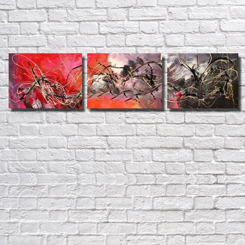 100% Hand Paitned Free Shipping Abstract 3 piece of Red and Black Oil Painting Flower Wall Pictures For Living Room Canvas
100% Hand Paitned Free Shipping Abstract 3 piece of Red and Black Oil Painting Flower Wall Pictures For Living Room Canvas