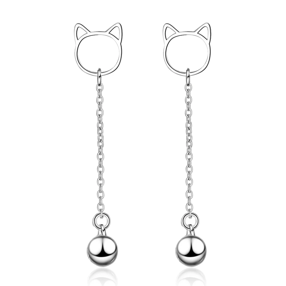 YAOLOGE 925 Sterling Silver Korean Version of Simple Cute Cat Bell Long Earrings Ladies Engagement Birthday Party Accessories
YAOLOGE 925 Sterling Silver Korean Version of Simple Cute Cat Bell Long Earrings Ladies Engagement Birthday Party Accessories