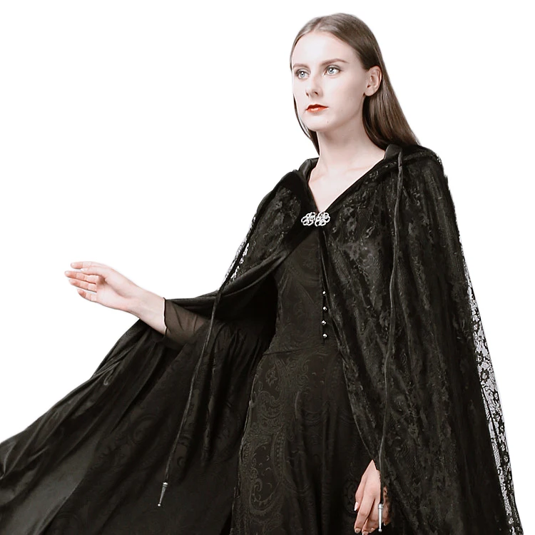 Steampunk Gothic Black Long Lace Hooded Cloak Cape for Women Dark Halloween Wizard Costume Full Length Witch Trench
Steampunk Gothic Black Long Lace Hooded Cloak Cape for Women Dark Halloween Wizard Costume Full Length Witch Trench