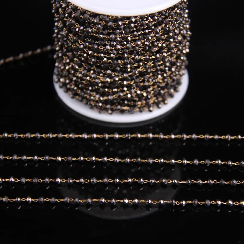 2x3mm Faceted Rondelle Beads Brown Crystal Rosary Chain,Gun Black Glass Brass Wire Wrapped Chain,Necklace Jewelry Crafts making
2x3mm Faceted Rondelle Beads Brown Crystal Rosary Chain,Gun Black Glass Brass Wire Wrapped Chain,Necklace Jewelry Crafts making