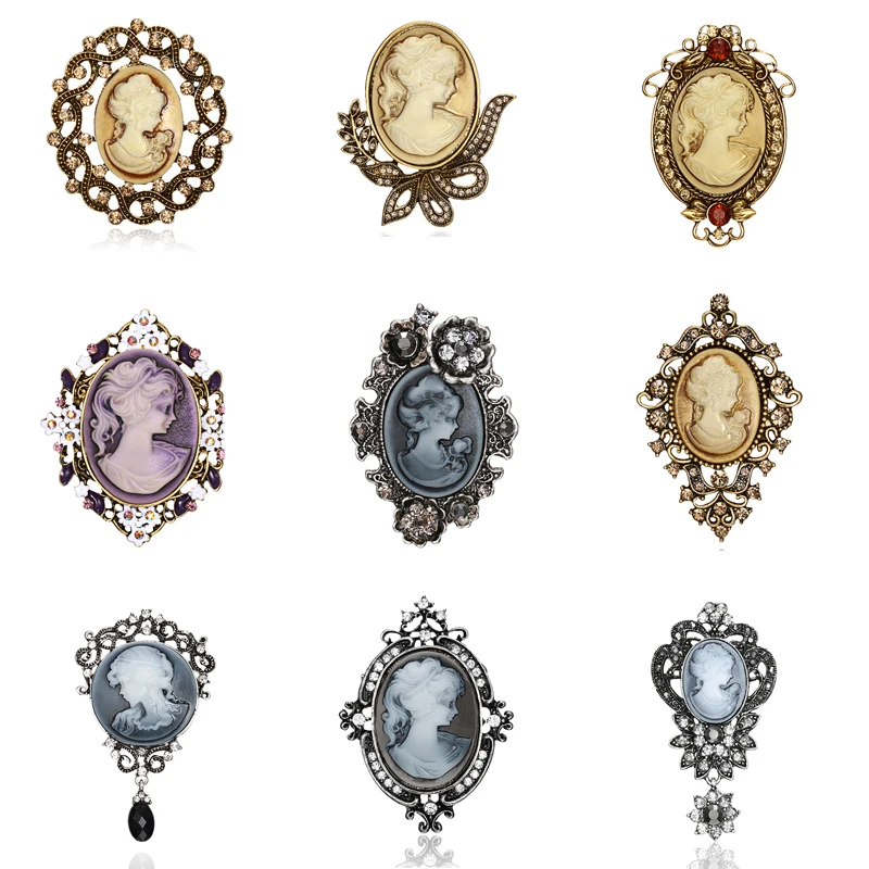 Fashion Vintage Brooches Figure Beauty Frame Brooch Gold Purple Blue Crystal Rhinestone Brooch Pins Women Wedding Bridal Jewelry
Fashion Vintage Brooches Figure Beauty Frame Brooch Gold Purple Blue Crystal Rhinestone Brooch Pins Women Wedding Bridal Jewelry