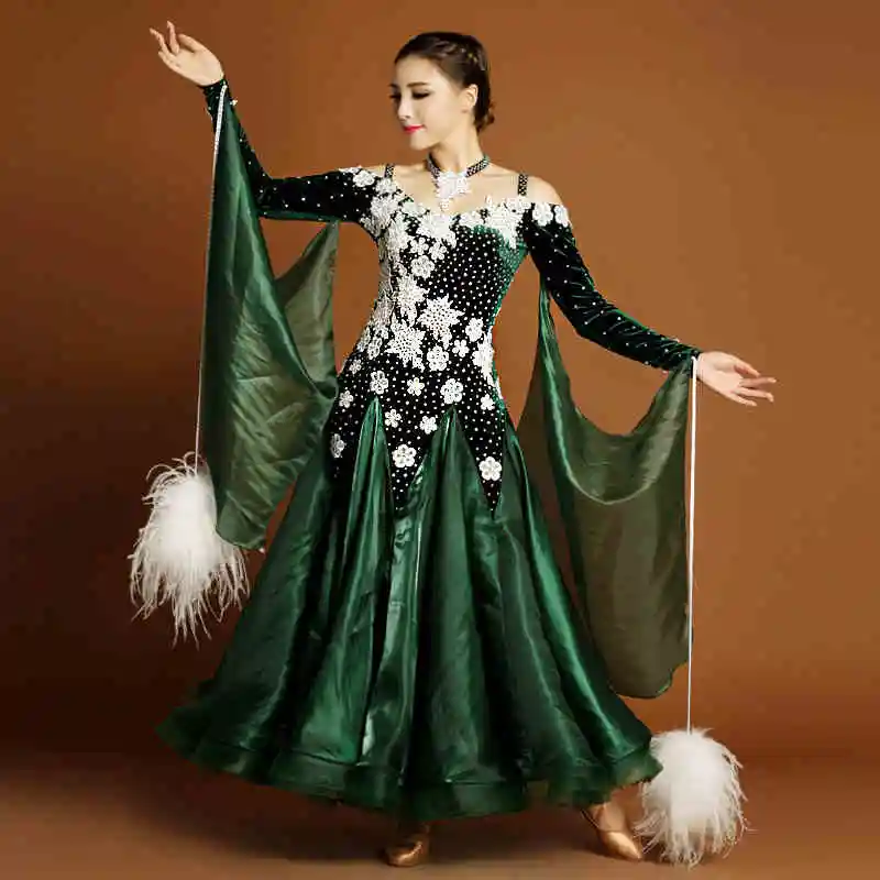 New Advanced Dark Green Big Swing Women Standard Ballroom Dance Long Dress,Tango/Waltz/Foxtrot/Modern Stage Performance Costume
New Advanced Dark Green Big Swing Women Standard Ballroom Dance Long Dress,Tango/Waltz/Foxtrot/Modern Stage Performance Costume