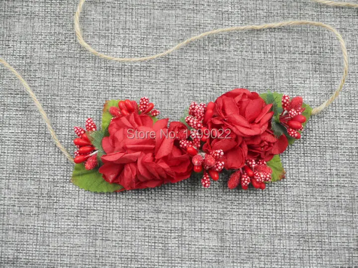 Handmade Infant Hairband Red Artificial Paper Rose Flower Berries Leaves Hemp Headband Baby Shower Newborn Photography Props
Handmade Infant Hairband Red Artificial Paper Rose Flower Berries Leaves Hemp Headband Baby Shower Newborn Photography Props