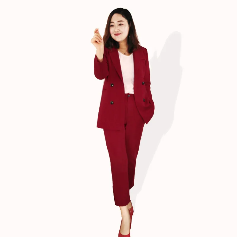 Spring and autumn new large size women's double-breasted suit nine points feet pants suit banquet casual professional suit
Spring and autumn new large size women's double-breasted suit nine points feet pants suit banquet casual professional suit