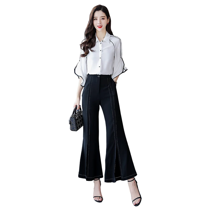 New 2019 Summer Women Two Pieces Suits Elegant Flare Sleeve Blouse Shirt Sets With Pants
New 2019 Summer Women Two Pieces Suits Elegant Flare Sleeve Blouse Shirt Sets With Pants