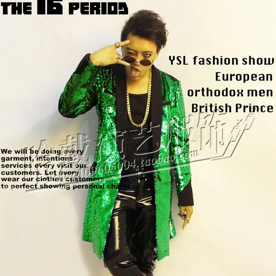 Free Shipping Green Sequined Long Suit Stage Performance Clothes Nightclub Ds Sj Performance Clothing Singer Costumes / S-5xl
Free Shipping Green Sequined Long Suit Stage Performance Clothes Nightclub Ds Sj Performance Clothing Singer Costumes / S-5xl