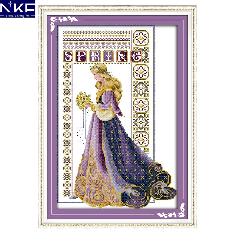 

NKF The bride with flowers figure style cross stitch Christmas stocking patterns needlepoint embroidery kit for home decoration