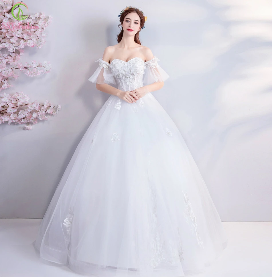 Женское свадебное платье SSYFashion, белое кружевное платье до пола, с аппликацией и вышивкой бисером, романтичное платье для невесты
Женское свадебное платье SSYFashion, белое кружевное платье до пола, с аппликацией и вышивкой бисером, романтичное платье для невесты