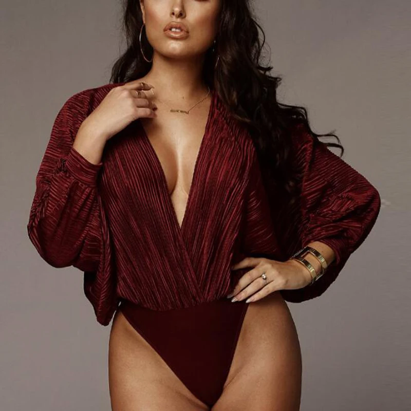 Pleated Sexy Deep V-Neck Patchwork Bodysuit Women Elegant Long Sleeve Loose Body Mujer Rompers Spring Casual Bodysuit Jumpsuit
Pleated Sexy Deep V-Neck Patchwork Bodysuit Women Elegant Long Sleeve Loose Body Mujer Rompers Spring Casual Bodysuit Jumpsuit