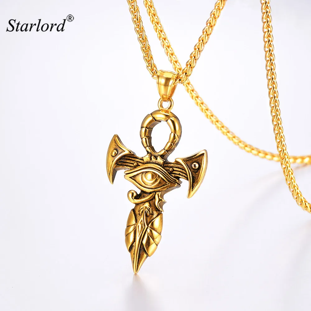 Eye of Horus Pendant Necklace Gold/Stainless Steel Pharaoh Protection Amulet Necklace Ankh Cross Egyptian Jewelry GP3319
Eye of Horus Pendant Necklace Gold/Stainless Steel Pharaoh Protection Amulet Necklace Ankh Cross Egyptian Jewelry GP3319