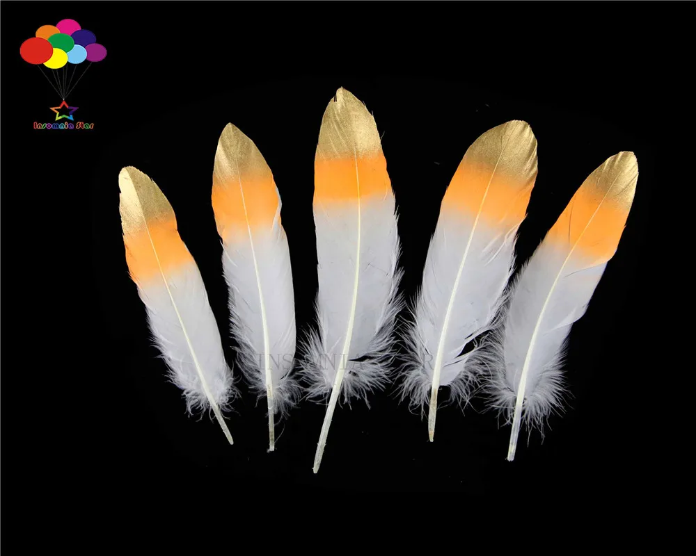 10pcs 100% natural premium goose feather 15-20cm/6-8inch white orange tail gold tip beautiful for Diy costume mask headdress
10pcs 100% natural premium goose feather 15-20cm/6-8inch white orange tail gold tip beautiful for Diy costume mask headdress