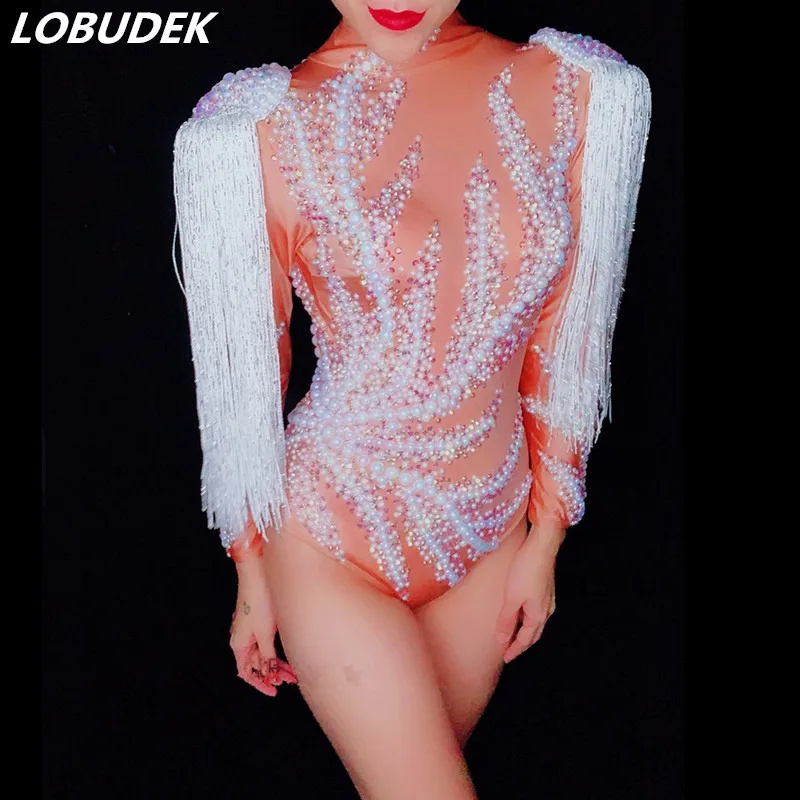 White Pear Tassels Epaulet Crystals Bodysuit Female Leotard Nightclub Skinny Sexy Costume Club Bar DJ Singer Dancer Stage Outfit
White Pear Tassels Epaulet Crystals Bodysuit Female Leotard Nightclub Skinny Sexy Costume Club Bar DJ Singer Dancer Stage Outfit