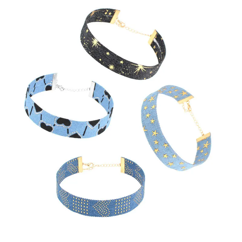 2019 Rock Star Gold Stamping Denim Choker Necklace for Women Girls Gift Punk Rock Gothic Necklace 10 Styles
2019 Rock Star Gold Stamping Denim Choker Necklace for Women Girls Gift Punk Rock Gothic Necklace 10 Styles