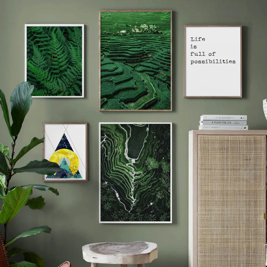 Фото Растительное поле листья пейзаж цитаты скандинавские плакаты и принты настенная