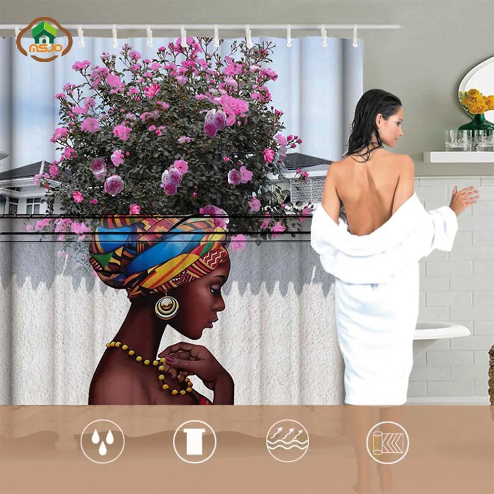 MSJO Shower Curtain 3d African American Flower Waterproof Bathroom Accessories Sexy Girl Floral Polyester Curtains For Bathroom
MSJO Shower Curtain 3d African American Flower Waterproof Bathroom Accessories Sexy Girl Floral Polyester Curtains For Bathroom