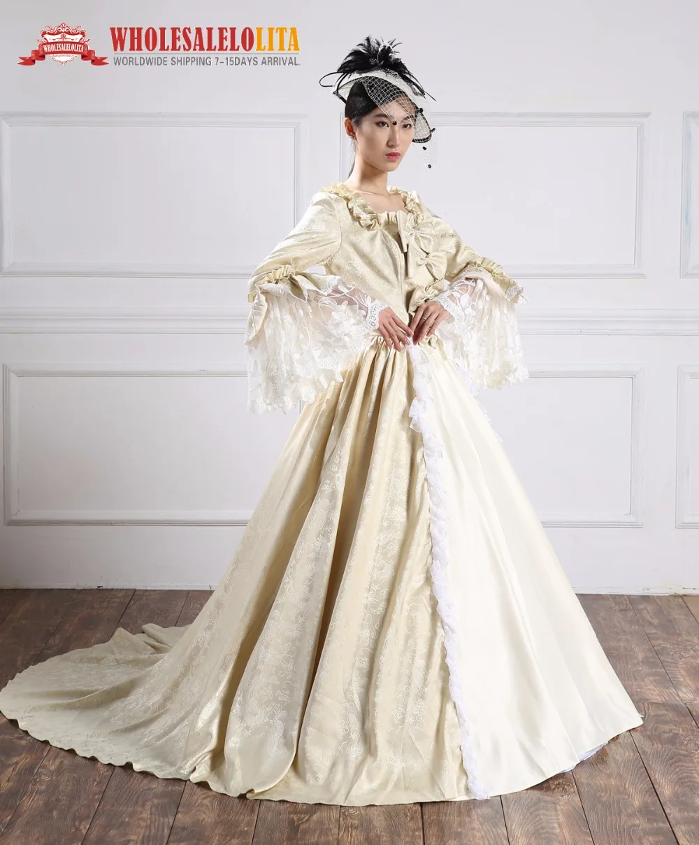 High Quality Holiday Champagne Baroque Marie Antoinette Dress 18th Century Renaissance Historical Period Costumes
High Quality Holiday Champagne Baroque Marie Antoinette Dress 18th Century Renaissance Historical Period Costumes