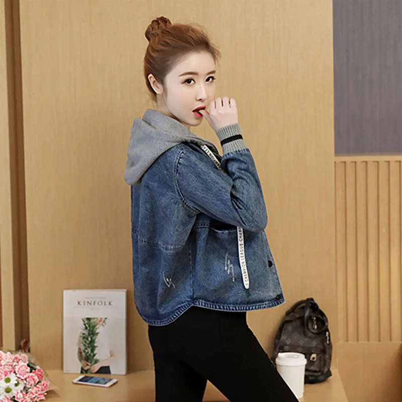 Autumn Hooded Jeans Jacket Women Plus Size Outwear Tops Clothes Short Blue Cotton Ladies Casual Denim Jacket Windbreaker Coat
Autumn Hooded Jeans Jacket Women Plus Size Outwear Tops Clothes Short Blue Cotton Ladies Casual Denim Jacket Windbreaker Coat