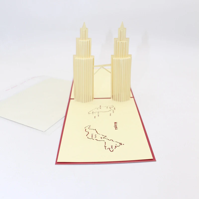 3D лазерная резка ручной работы знаковая архитектура Малайзия Две башни бумажные
