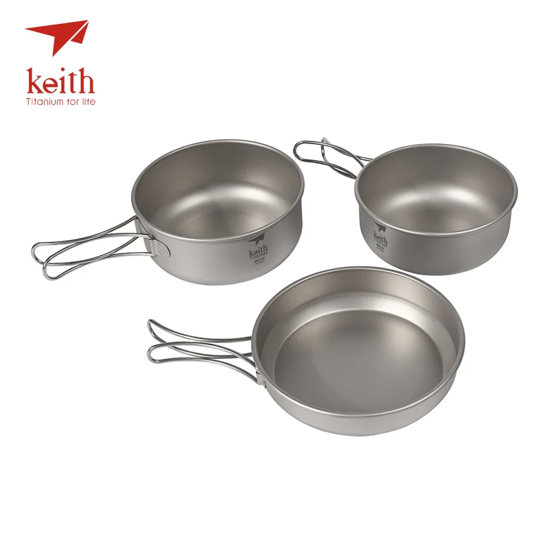 Keith 3 Pcs Titanium Pans Bowls Set With Folding Handle Cook Sets Titanium Cookware Utensils For Camping Hiking Picnic Ti6053
Keith 3 Pcs Titanium Pans Bowls Set With Folding Handle Cook Sets Titanium Cookware Utensils For Camping Hiking Picnic Ti6053