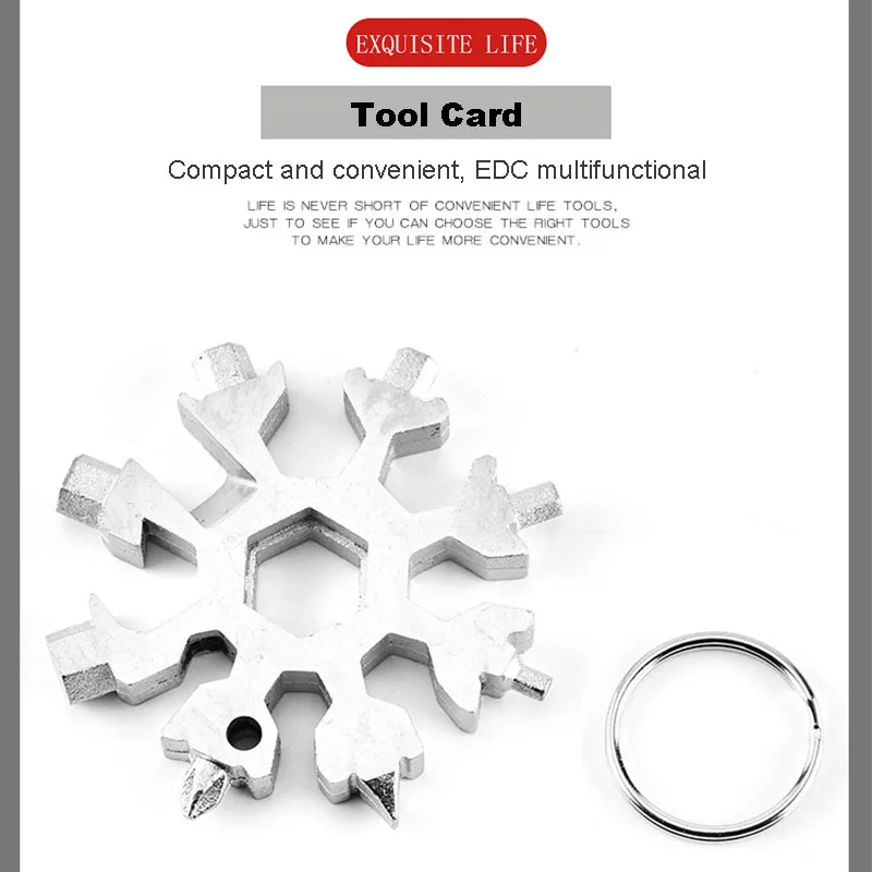 Wholesale 18 in 1 Small Snowflake Shape Card Wrench with Keyring Outdoor Sports Camping Hunting Hiking Emergency EDC Kits
Wholesale 18 in 1 Small Snowflake Shape Card Wrench with Keyring Outdoor Sports Camping Hunting Hiking Emergency EDC Kits