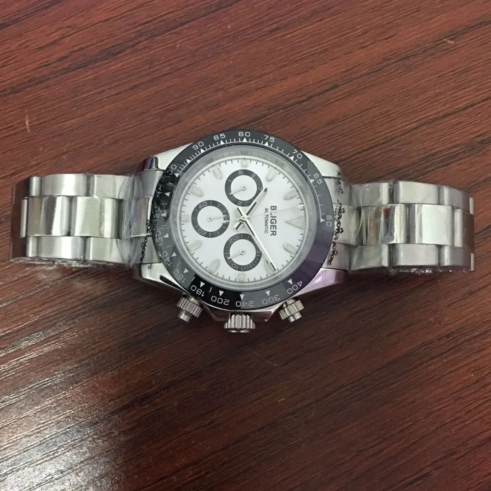 Мужские часы corgeut39mm Bliger с белым циферблатом светящимся стальным браслетом