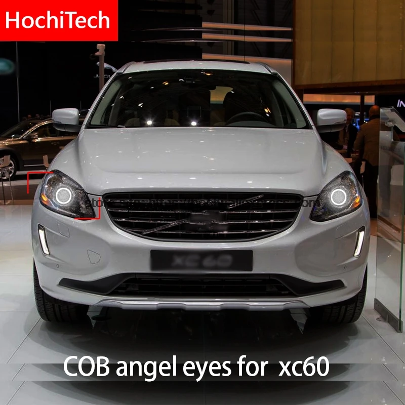 Для Volvo XC60 2014 2015 с проектором COB Светодиодный дневной светильник белый Halo Cob Led