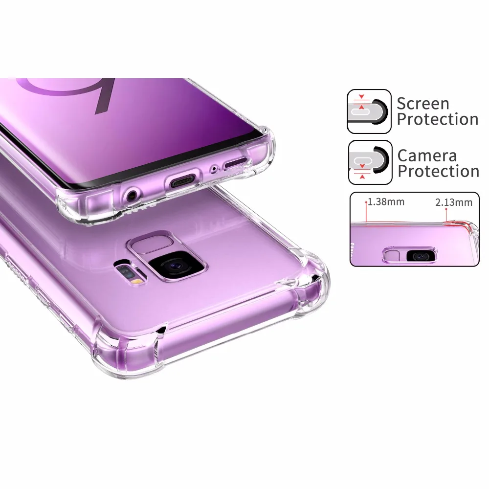Кристально чистый чехол MoKo для Samsung Galaxy S9 усиленные углы ТПУ бампер Подушка