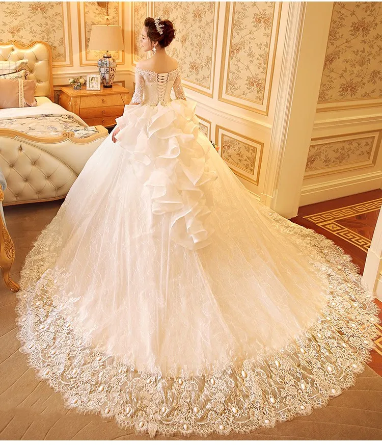 Vestidos de Noiva Vintage Ball Gown Lace Wedding Dress Half Sleeve Sequins Off Shoulder Puffy Bride Gowns Casamento Mariage
Vestidos de Noiva Vintage Ball Gown Lace Wedding Dress Half Sleeve Sequins Off Shoulder Puffy Bride Gowns Casamento Mariage