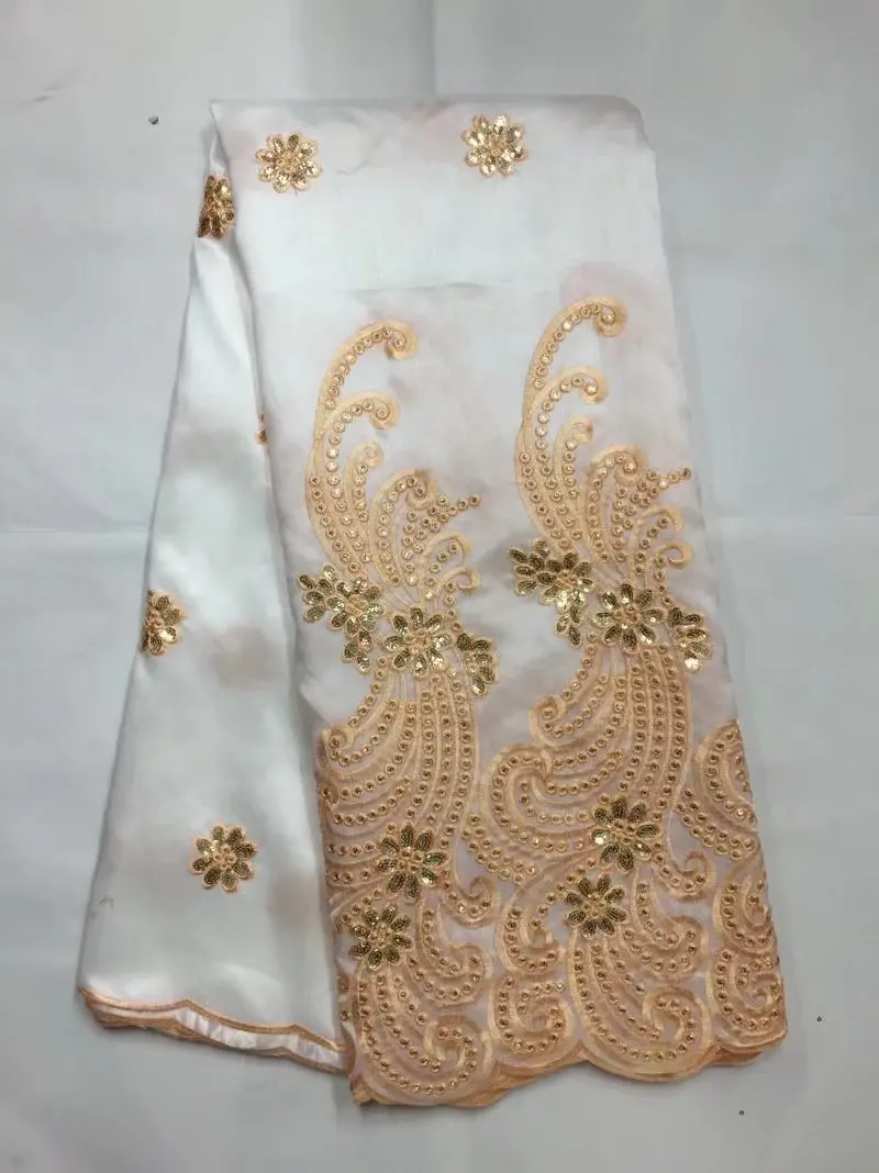 Indian George Lace White And Gold 5yards African George Fabric High Quality Afican George Lace Fabric With Sequin For Wedding
Indian George Lace White And Gold 5yards African George Fabric High Quality Afican George Lace Fabric With Sequin For Wedding