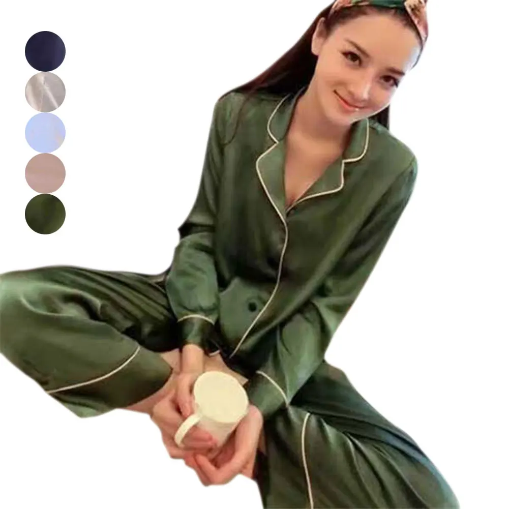 Spring Autumn Women Pyjamas 2 Pieces Set Long Sleeve Silky Nightwear Lady Sleepwear Suit Home Wear Clothes FS99
Spring Autumn Women Pyjamas 2 Pieces Set Long Sleeve Silky Nightwear Lady Sleepwear Suit Home Wear Clothes FS99