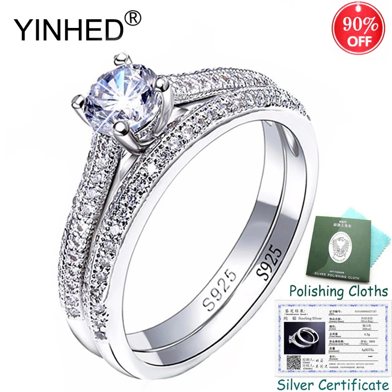 Sent Silver Certificate! YINHED 2pcs 925 Solid Silver Promise Engagement Rings Set for Women 5A Zircon CZ Wedding Jewelry ZR558
Sent Silver Certificate! YINHED 2pcs 925 Solid Silver Promise Engagement Rings Set for Women 5A Zircon CZ Wedding Jewelry ZR558