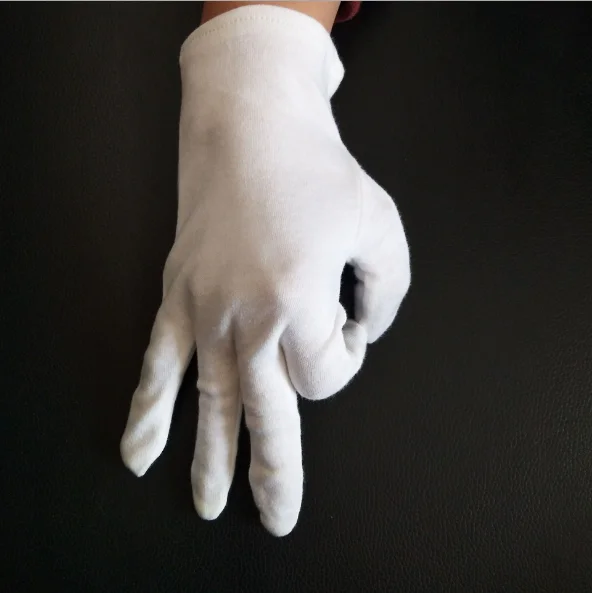 Высококачественные белые перчатки из чистого хлопка тонкие хлопковые рабочие
